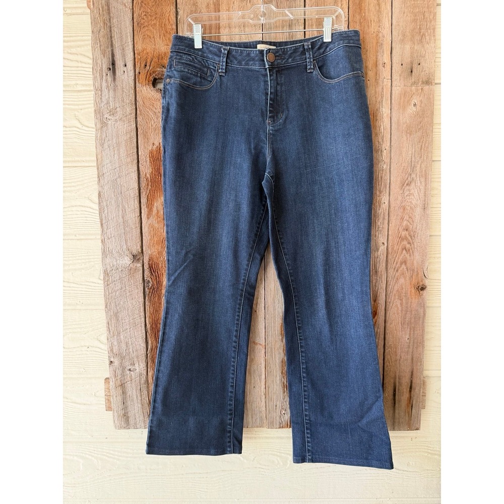 Coldwater Creek Dark Wash 5 pocket Denim Jeans size 12 HEMMED wide leg